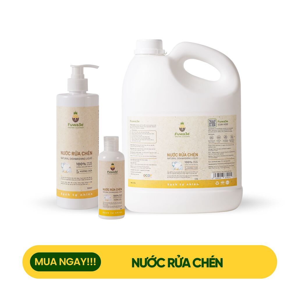 Fuwa3e - Nước rửa chén hữu cơ Fuwa3e lên men từ vỏ dứa