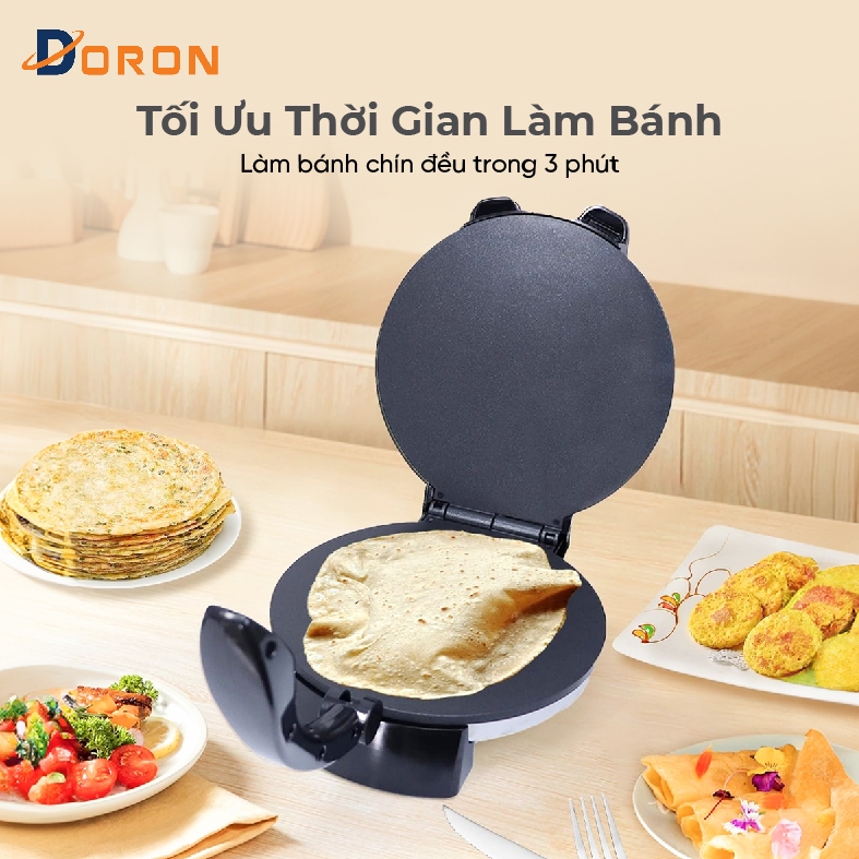 Máy làm bánh kếp DORON 1500W điều chỉnh 50 - 250 độ, làm nóng nhanh