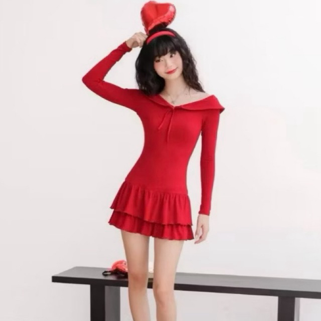 [Thanh lý] Đầm thun xoè tầng CHIBEST MÀU ĐEN (ảnh thật_Đọc kỹ mô tả)