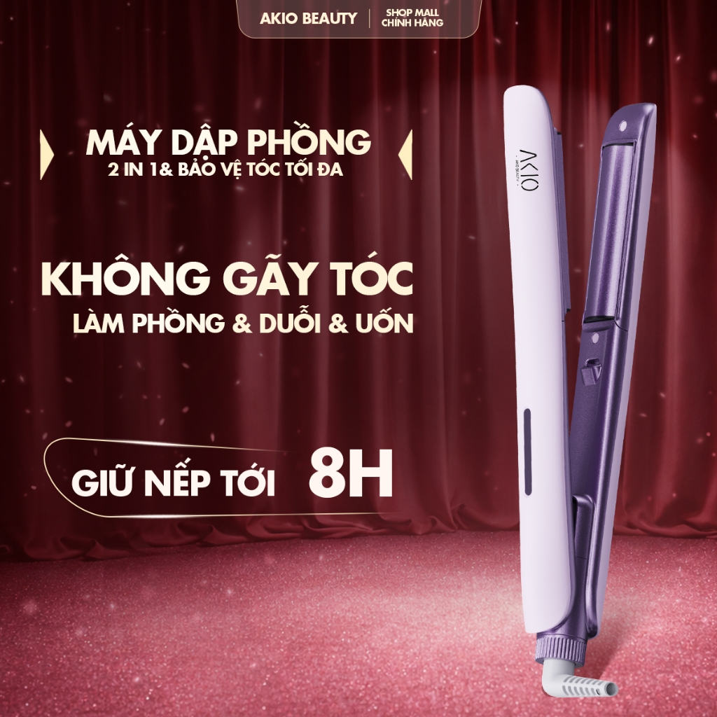 Máy dập phồng chữ C AKIO Beauty thiết kế mới không gãy tóc 4 mức nhiệt phủ x2 ceramic bảo vệ tóc