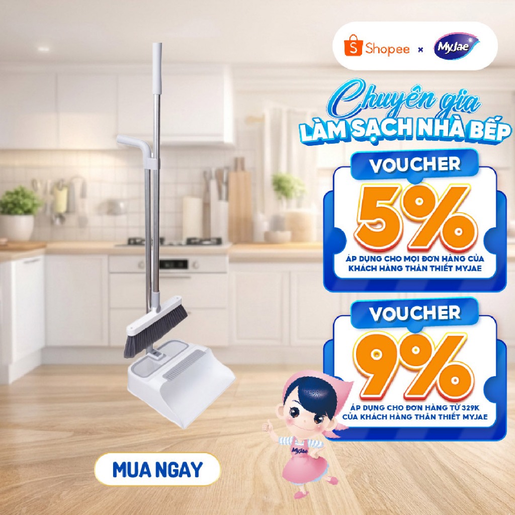 Bộ chổi quét nhà kèm đồ hốt rác gấp gọn đa năng MyJae