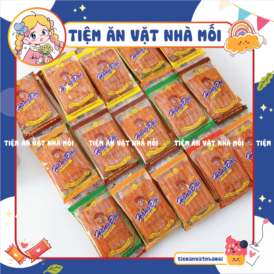 Bịch 60 Gói Dê Nướng Hằng Đại Mini Đồ Ăn Vặt Trường, Đồ ăn vặt Hằng Đại