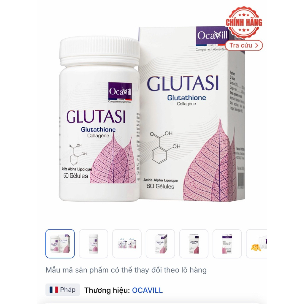 Viên uống hỗ trợ chống oxy hóa, hạn chế oxy hóa do gốc tự do Glutasi Ocavill