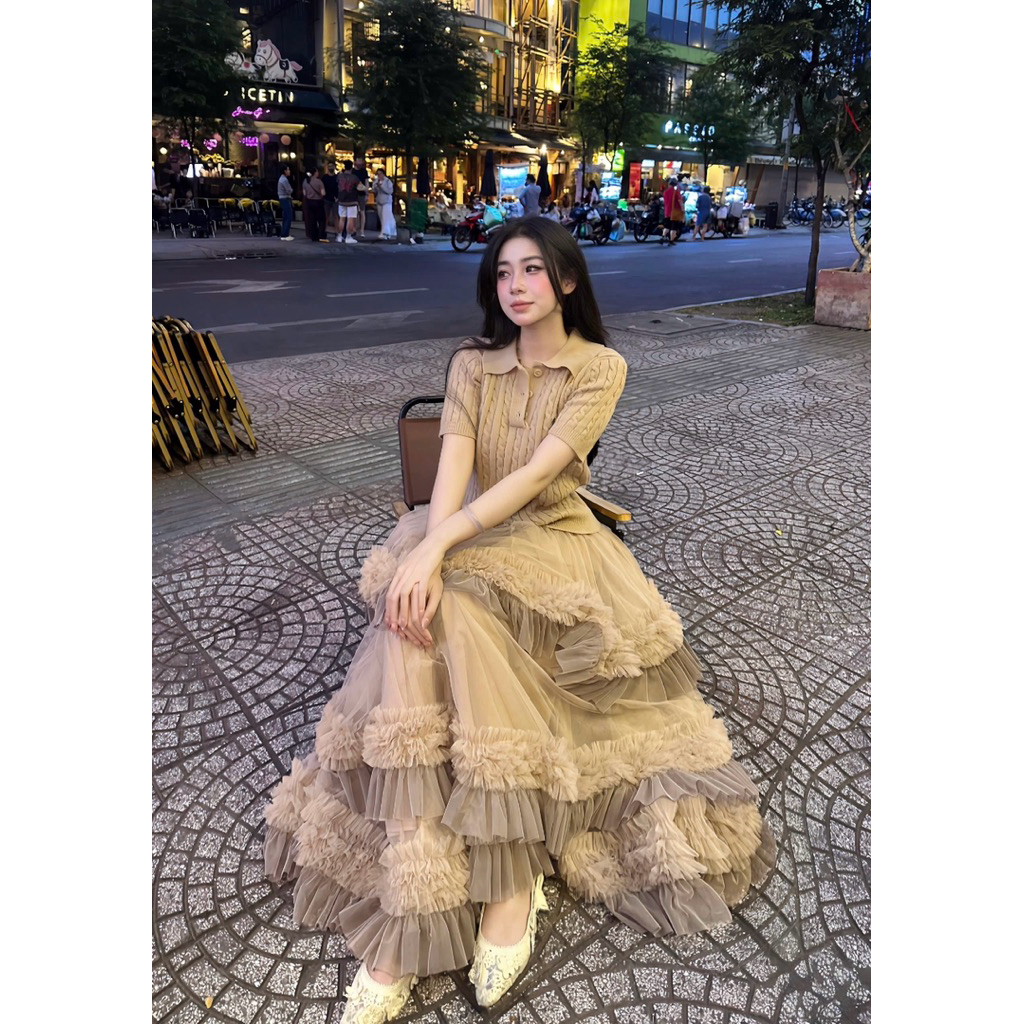 chân váy chau sa 3 tầng vip 81