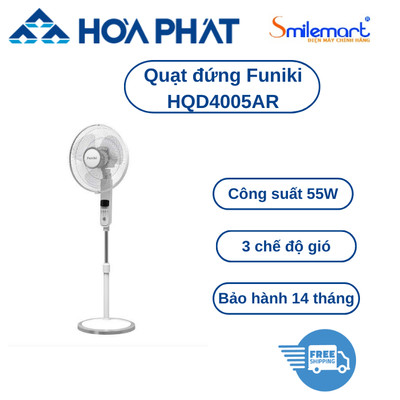 Quạt đứng Funiki HQD4005AR, 3 cánh, công suất 55W, động cơ đồng - Bảo hành chính hãng 14 tháng.