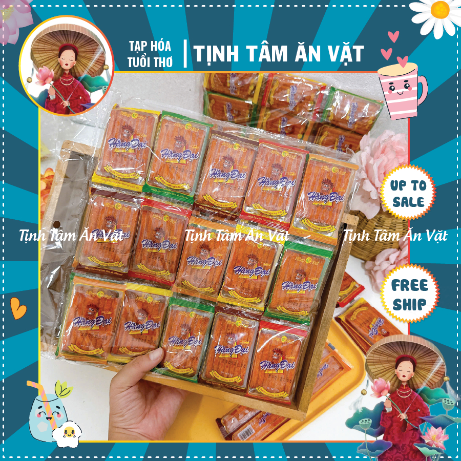 Bịch 60 Gói Dê Nướng Hằng Đại Mini Đồ Ăn Vặt Trường, Đồ ăn vặt Hằng Đại