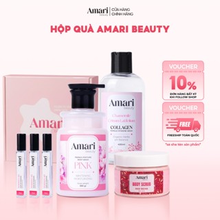 Hộp Quà Full Size Amari Beauty Dung Dịch Vệ Sinh 400ml + Sữa Tắm 550gr + Tẩy Tế Bào Chết 285gr + Nước Hoa EDP 30ml