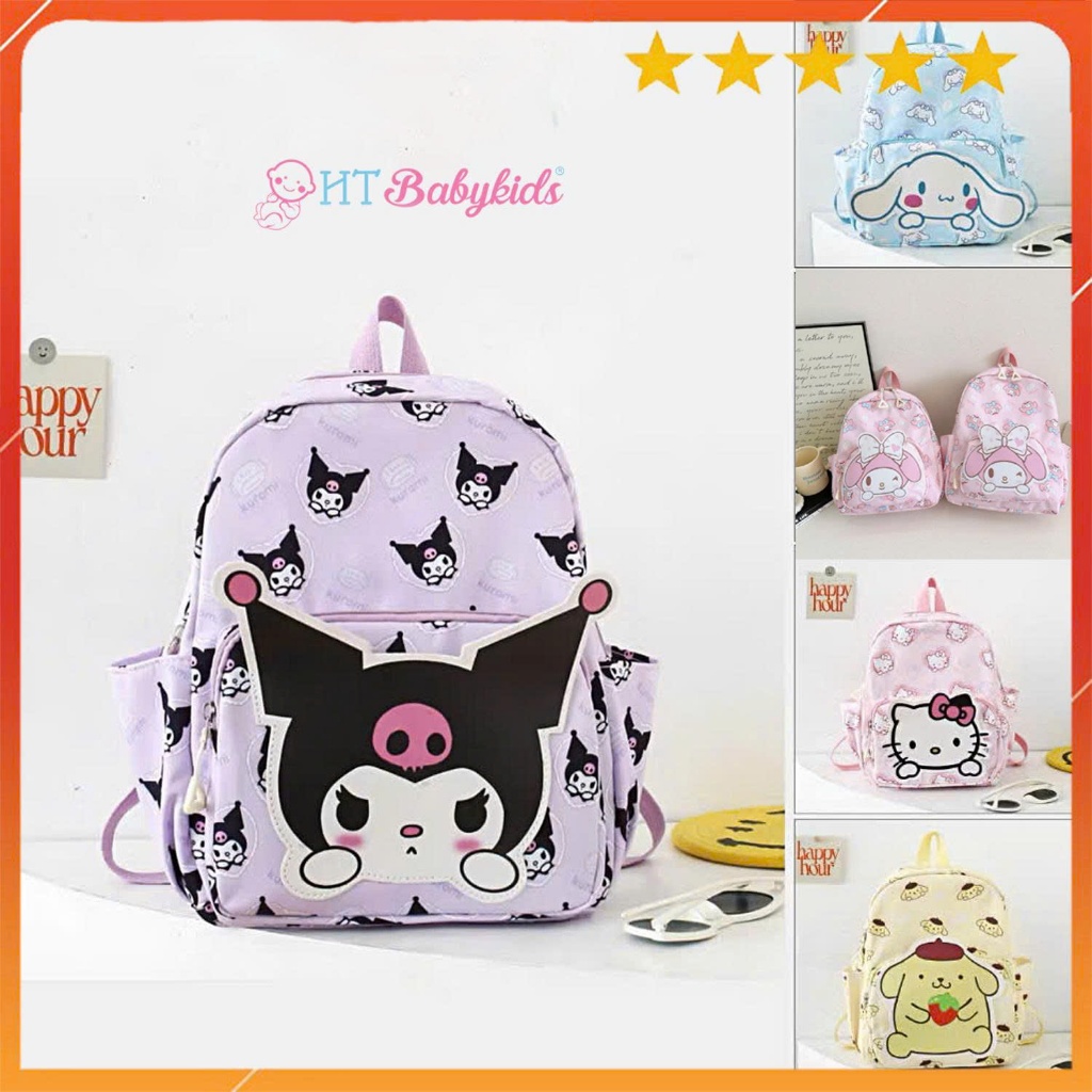 Balo Kuromi tím pastel thời trang, balo đi học đi chơi cho bé gái, form cứng cáp rộng nhiều ngăn