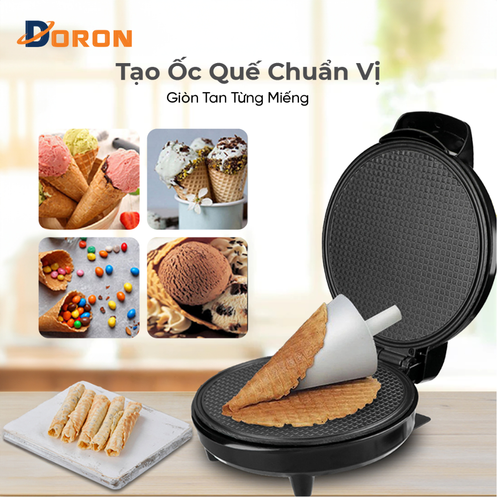 Máy khuôn làm bánh ốc quế cuộn chính hãng DORON