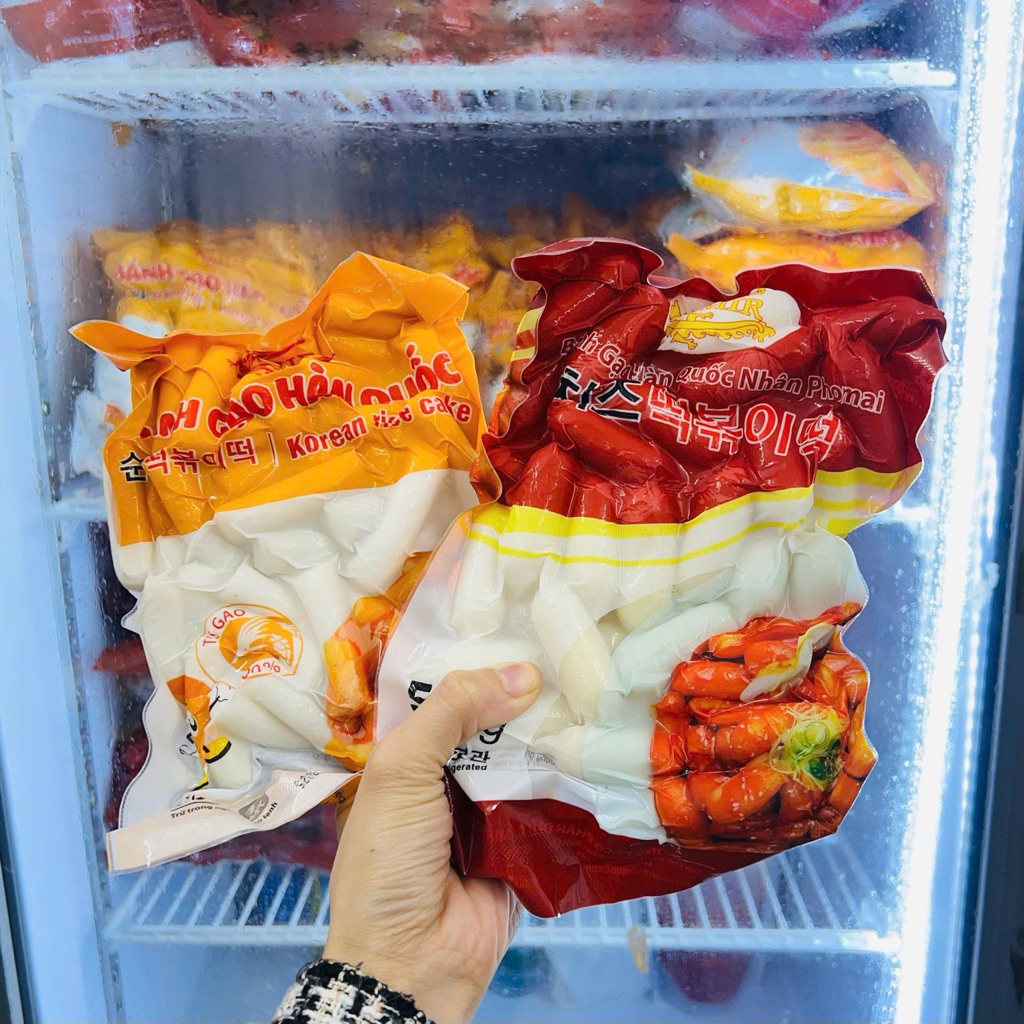 Bánh gạo tokbokki Hàn Quốc 500gr Ngon Mê ly, bánh gạo tokbokki nhân thường, nhân phô mai, bánh