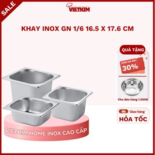 Khay inox GN 1/6 kích thước 16.5 x 17.6 cm có nắp – đựng topping, thạch trà sữa