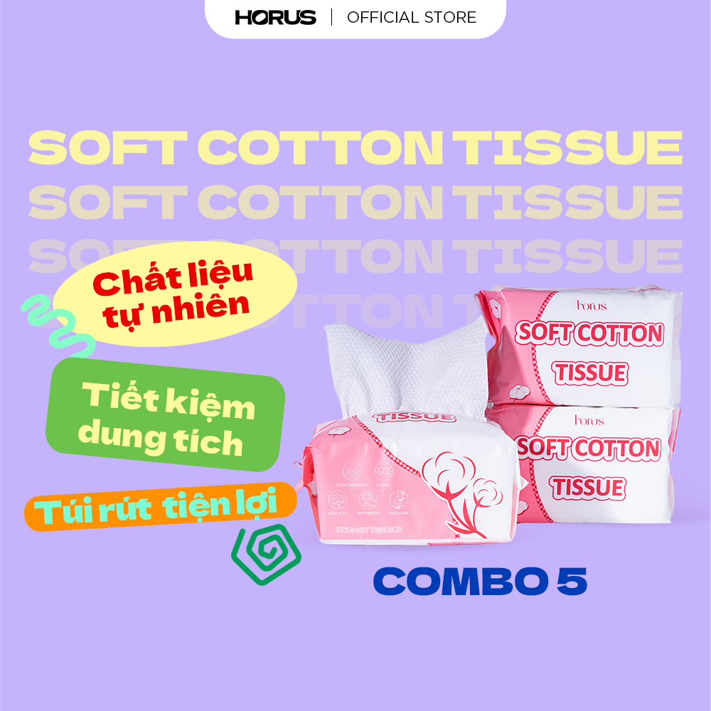 Combo 5 Horus Khăn khô đa năng Soft Cotton Tissue 80pcs