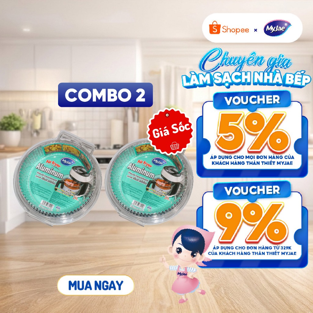 [PEWPEW LIVE 19.03 - 21.03] COMBO 2 Giấy bạc lót nồi chiên không dầu MyJae (Dạng tròn)