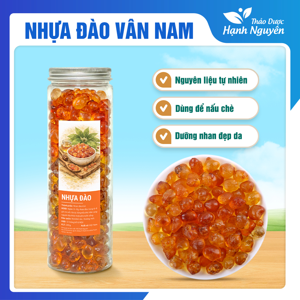 Nhựa đào Vân Nam 100g, lệ đào, mủ đào, hạt tròn, không vón cục, nguyên liệu nấu chè dưỡng nhan, đẹp da