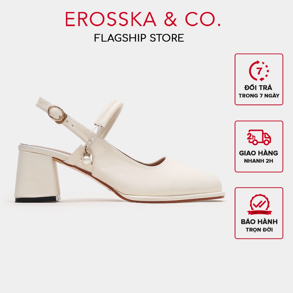 EROSSKA - Giày cao gót nữ mary jane phối hạt ngọc kiểu dáng thanh lịch màu đen cao 6cm - EL038