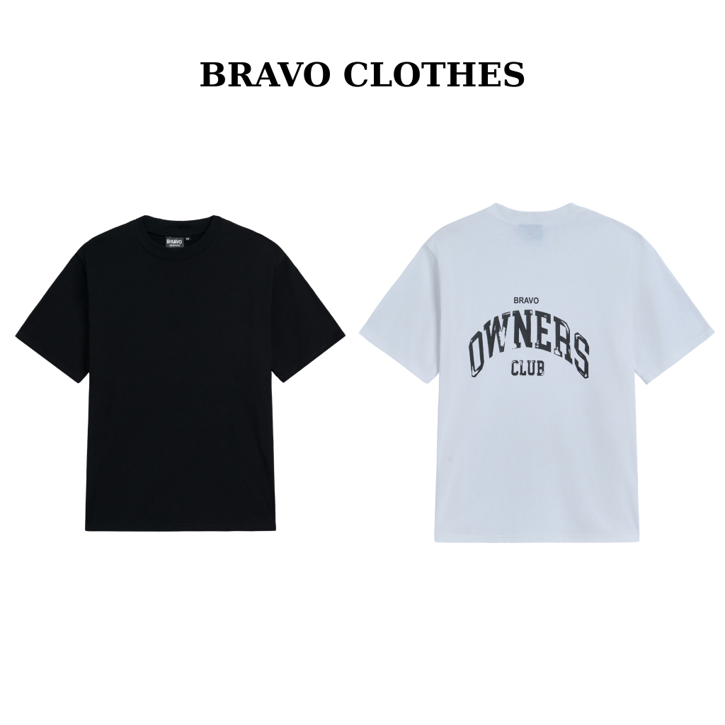 Áo Thun Nam Nữ BRAVO OWNERS CLUB – Form Boxy, In Lưng Cá Tính, Mặc Đôi & Mặc Nhóm Đẹp