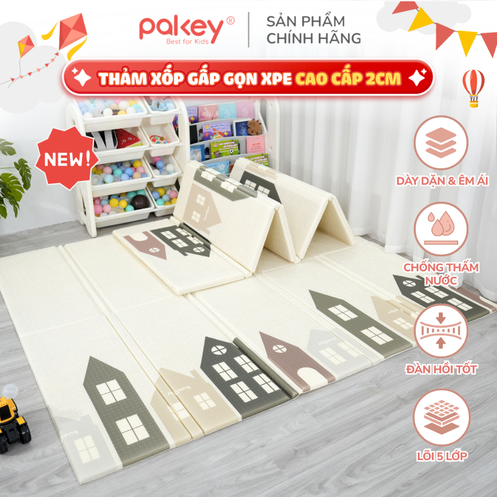 [NEW] Thảm Xốp XPE Pakey Dày 2cm Cao Cấp - Thảm Xốp Chống Trơn Trượt An Toàn Cho Bé, Chống Thấm Dễ V