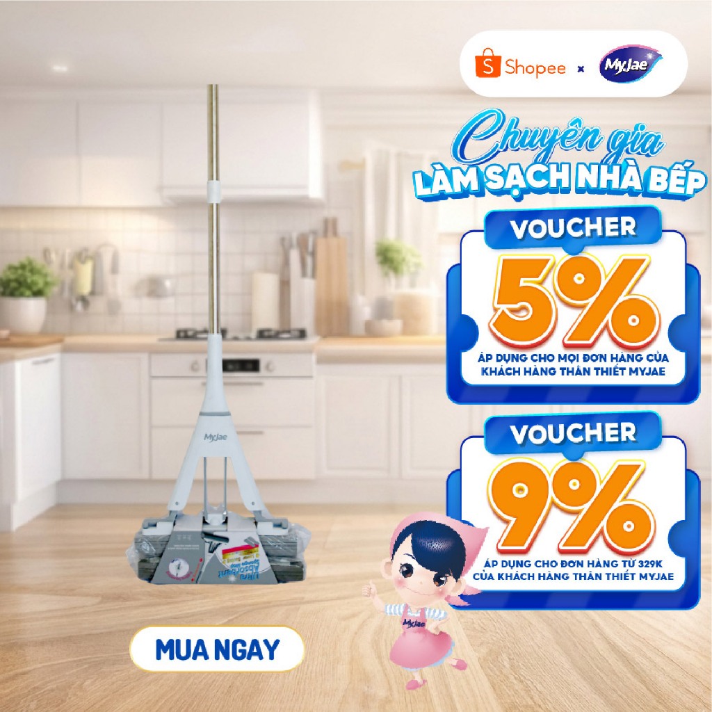 Cây Lau Nhà Mút Xốp Thấm Hút Nước PVA MyJae