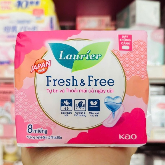 BĂNG VỆ SINH LAURIER FRESH & FREE MAXI DÀY KHÔNG CÁNH 8 MIẾNG