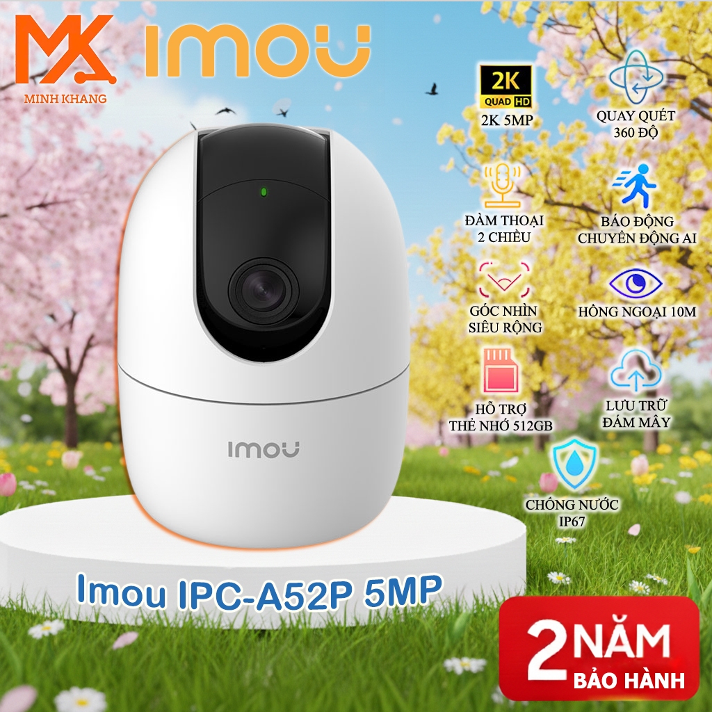 [IMOU Chính Hãng] Camera Wifi IMOU IPC-A52P Ranger 2 – Độ Phân Giải 5MP – Quay Quét – Đàm Thoại 2 Ch