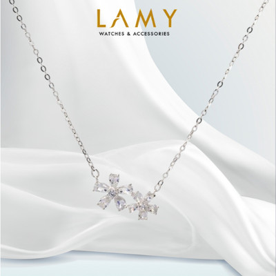 Dây chuyền bạc nữ LAMY Sparkling Double Flowers Necklace Silver 6167