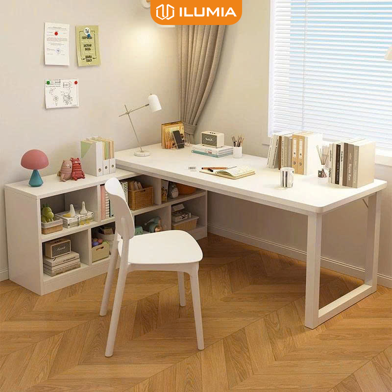 Bàn làm việc chân sắt sơn tĩnh điện kèm kệ sách tổ ong thương hiệu ILUMIA - GM131
