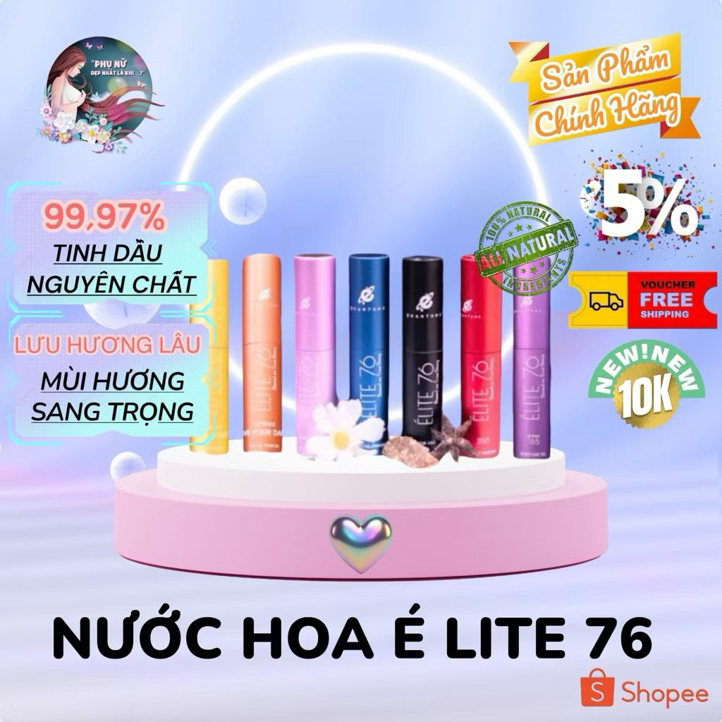 Set Nước Hoa ELITE 76 - Chai 10ml ( 2 Chai , 5 Chai , 7 Chai 7 màu) (Nước Hoa Không Cồn, Nồng Độ Tin