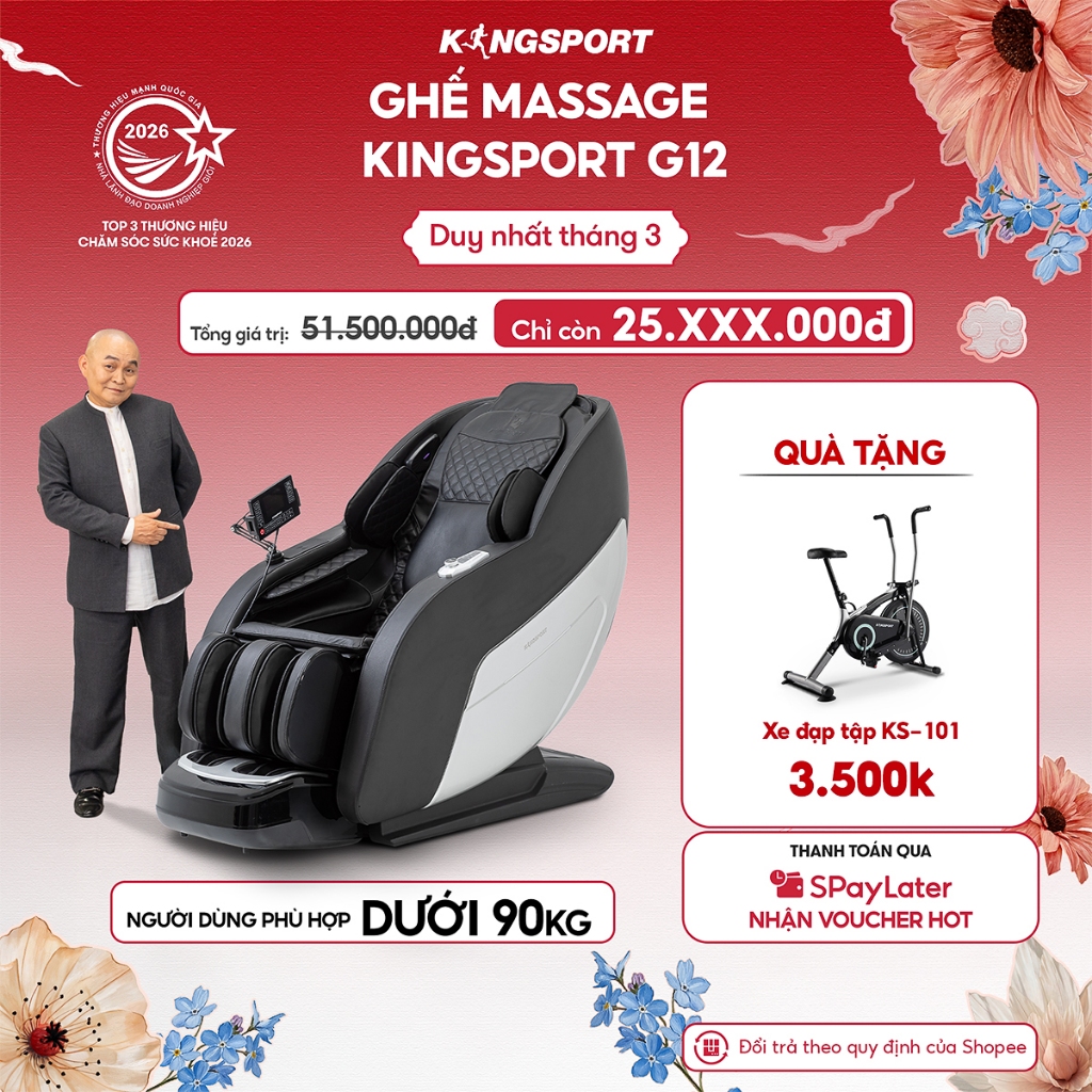 CHỈ GIAO MIỀN NAM | Ghế massage KINGSPORT G12 công nghệ mới Kingtech Touch Pro, 25 bài massage tự động