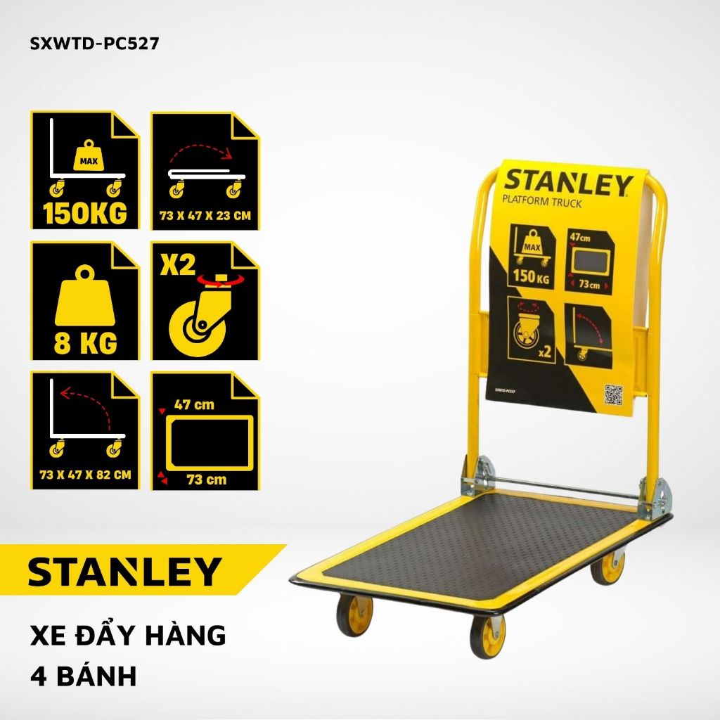 Xe đẩy hàng 4 bánh gấp gọn, hiệu Stanley PC527 (SXWTD-PC527)
