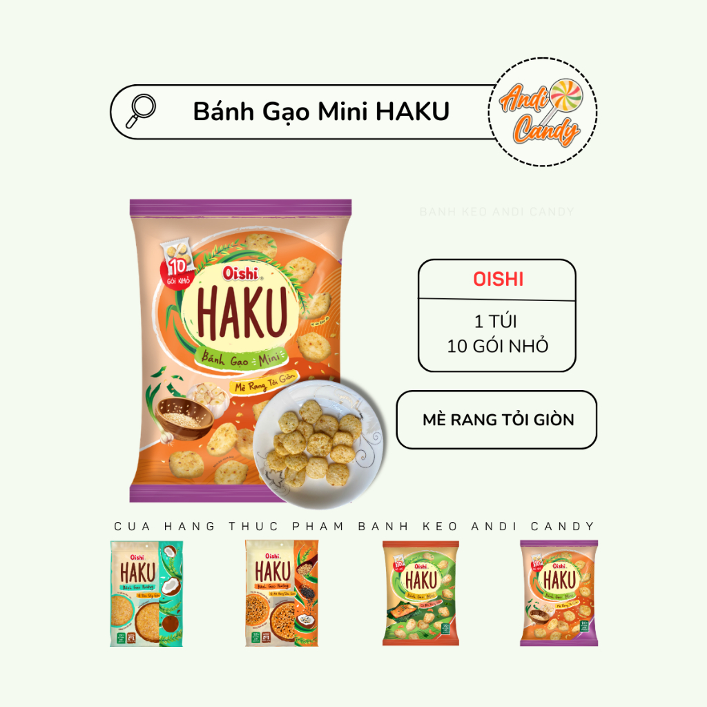 Bánh Gạo Mini HAKU Mè Rang Tỏi Giòn Oishi