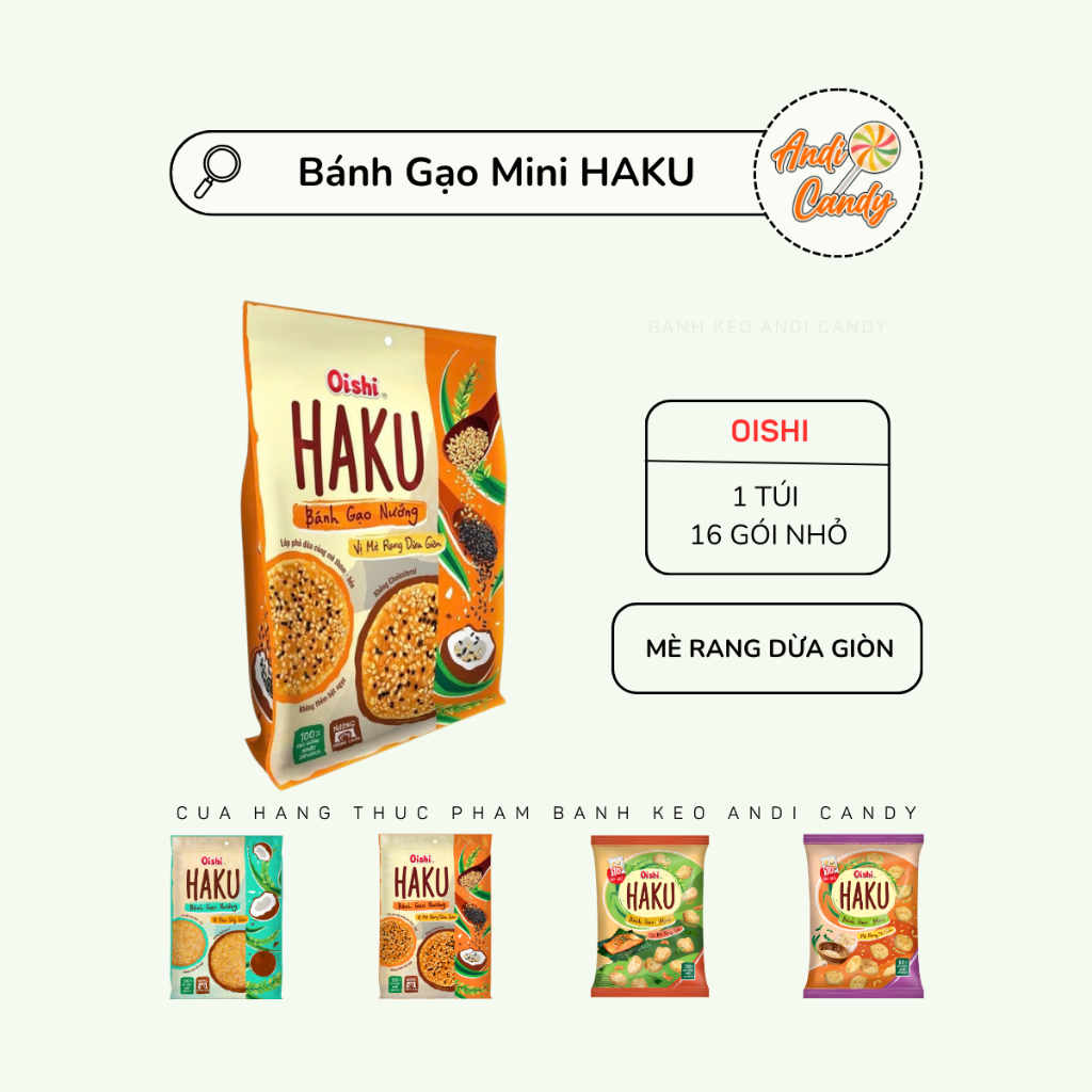 Bánh Gạo Nướng HAKU Mè Rang Dừa Giòn Oishi