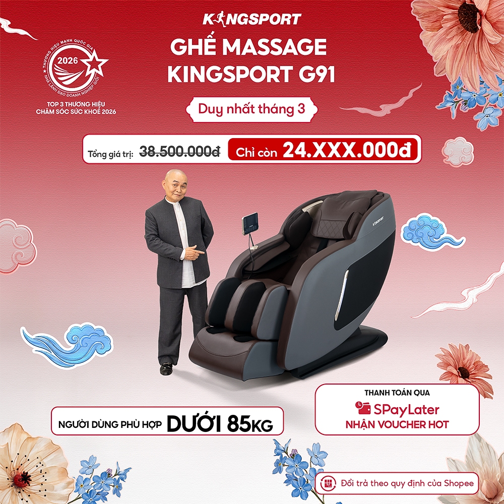 CHỈ GIAO MIỀN NAM | Ghế massage KINGSPORT G91 cao cấp con lăn 3D, đo quét cơ thể, túi khí massage ch