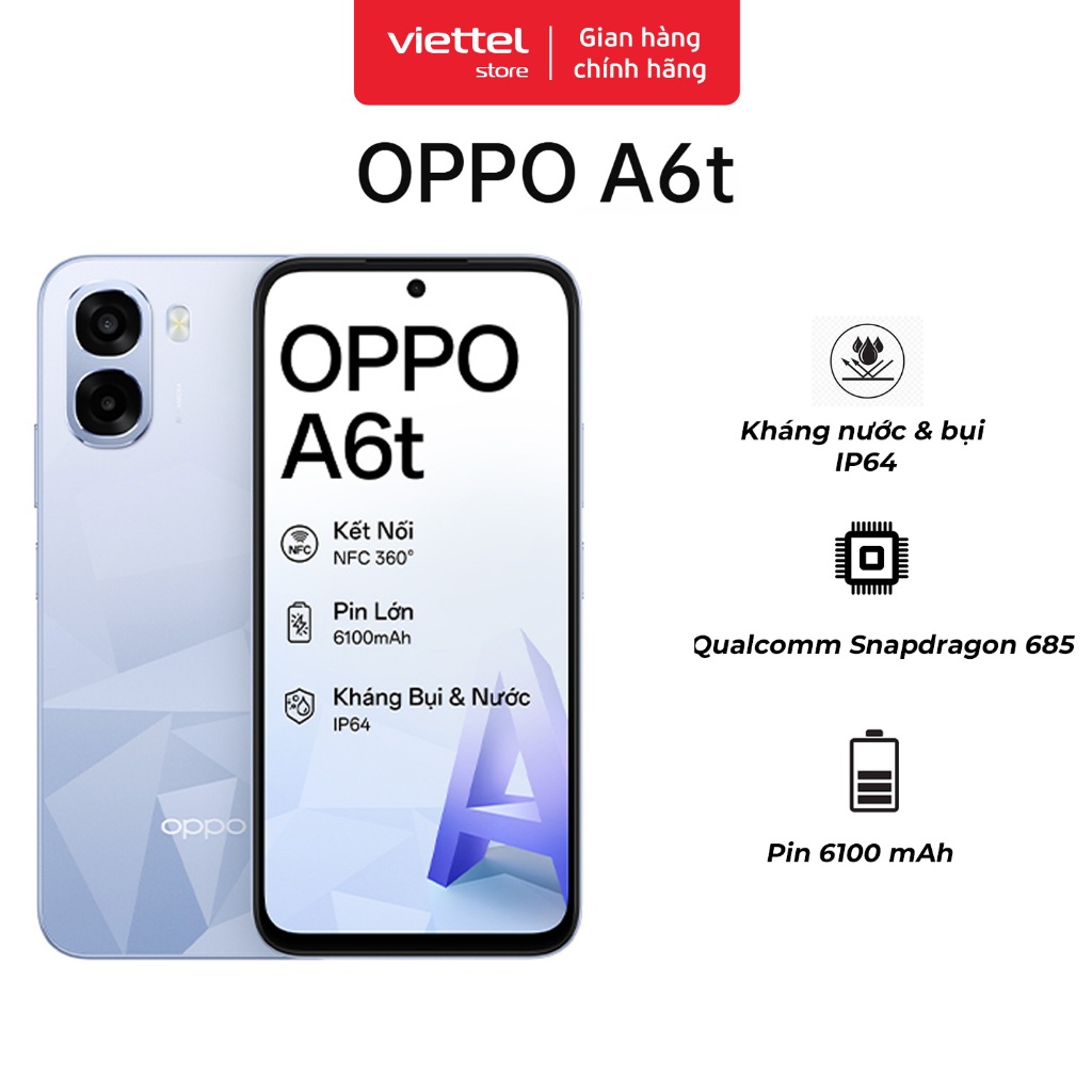 Điện thoại OPPO A6t 4GB + 128GB Chính hãng | NFC | Nhân Bản Ứng Dụng | AI Camera | Pin 6100 mAh | BigBuy360 - bigbuy360.vn