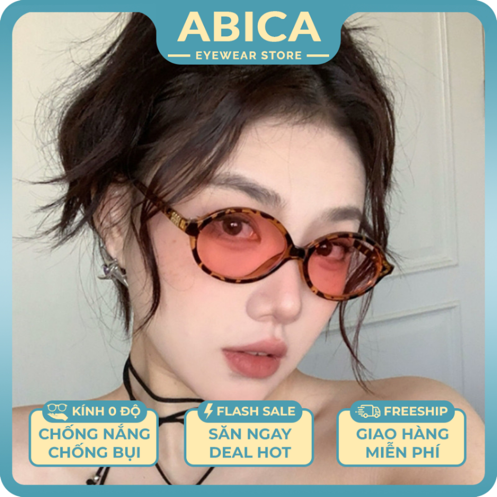 Kính mắt thời trang nam nữ form bầu dục tiểu thư sang chảnh cá tính chống tia UV bảo vệ mắt ABICA 619