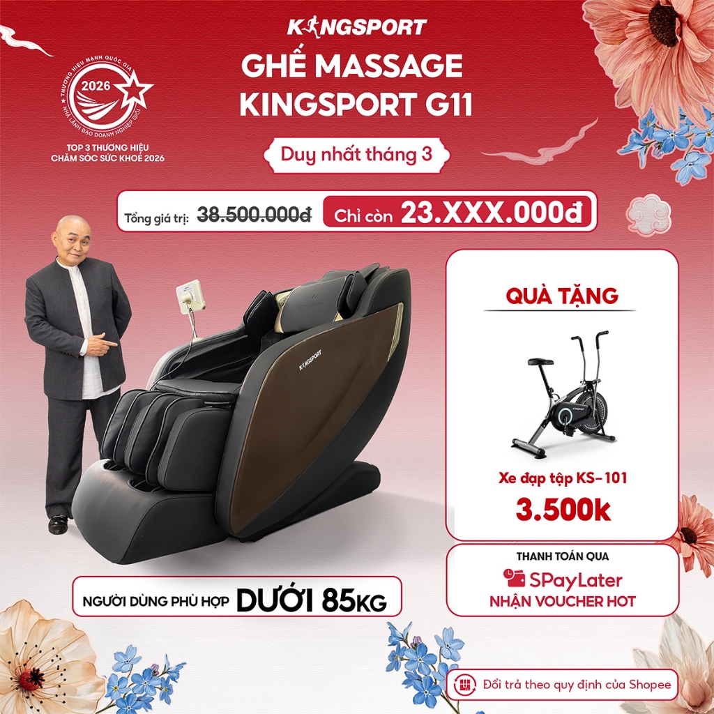 CHỈ GIAO MIỀN NAM | Ghế massage KINGSPORT G11 công nghệ mới Kingtech Touch Pro, 12 bài massage tự động