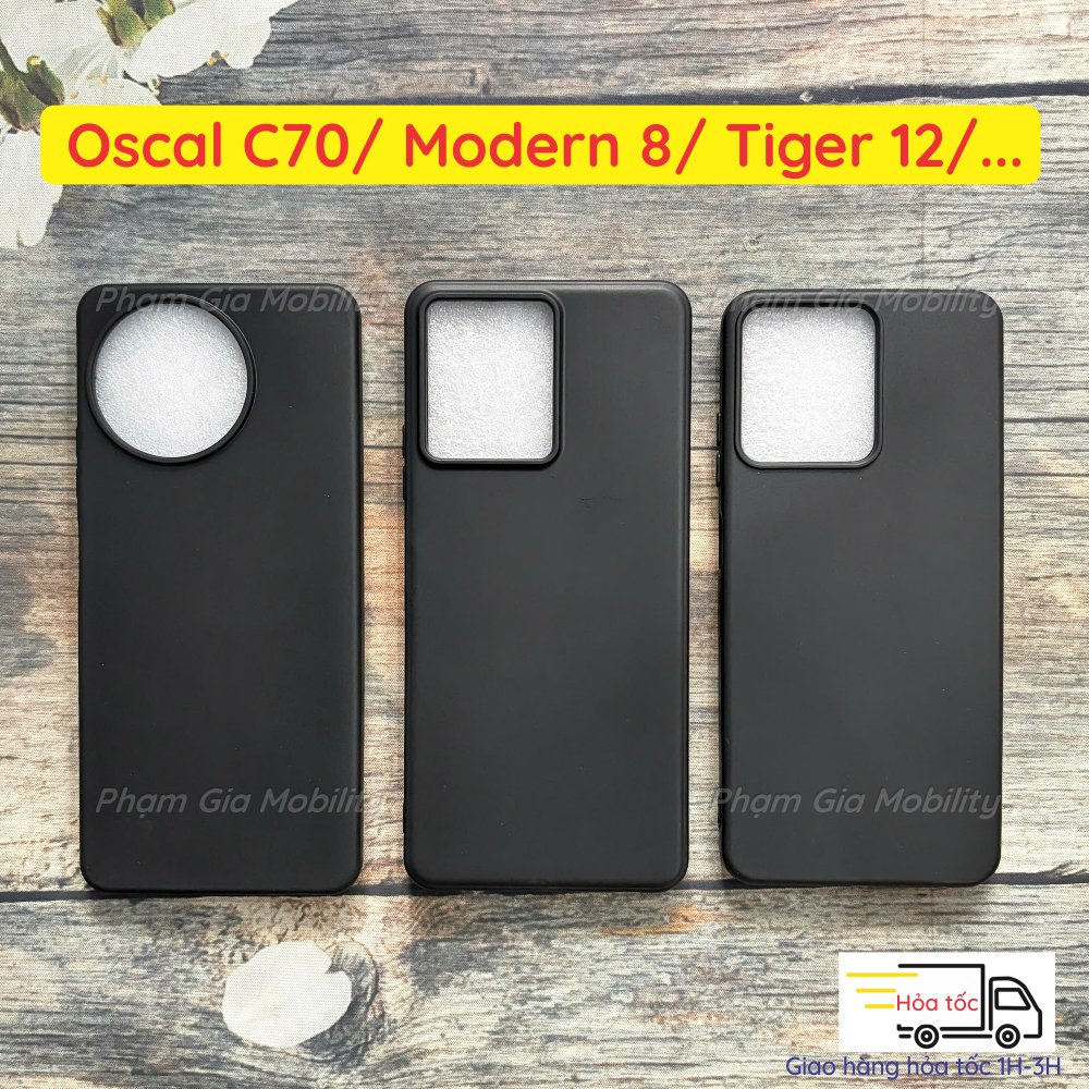 Ốp lưng dành cho Oscal Tiger 12 Tiger12/ Oscal C70/ Oscal Modern 8 loại dẻo đen viền cam gồ, cao cấp