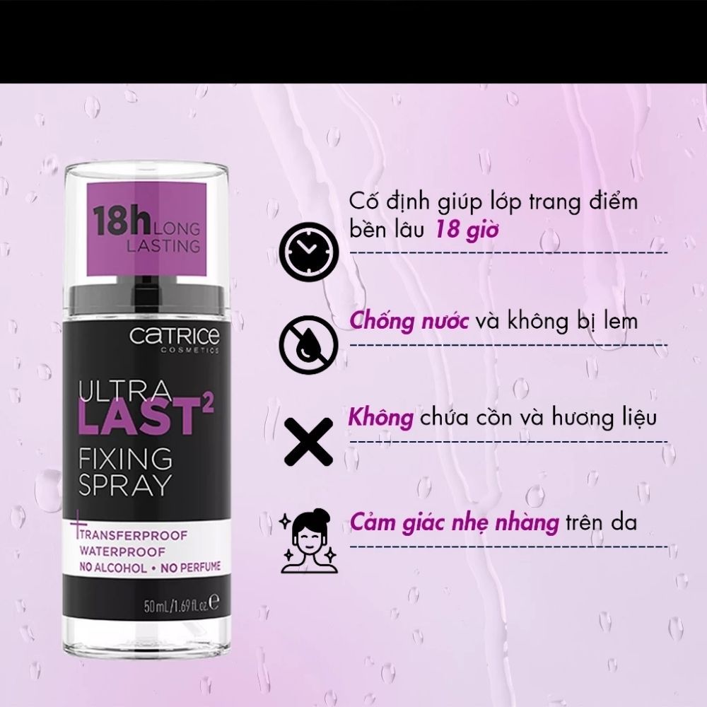 Ảnh 5 của Xịt khóa nền Catrice giúp da mướt, kiềm dầu, cố định lớp makeup, chống nước lâu trôi