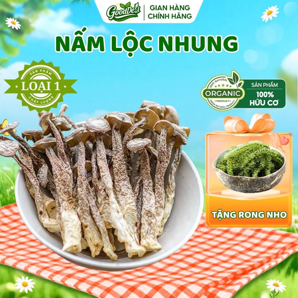 Nấm Lộc Nhung Sấy Khô Loại 1 Ko Vụn GoodDeli - Giòn ngon hấp dẫn
