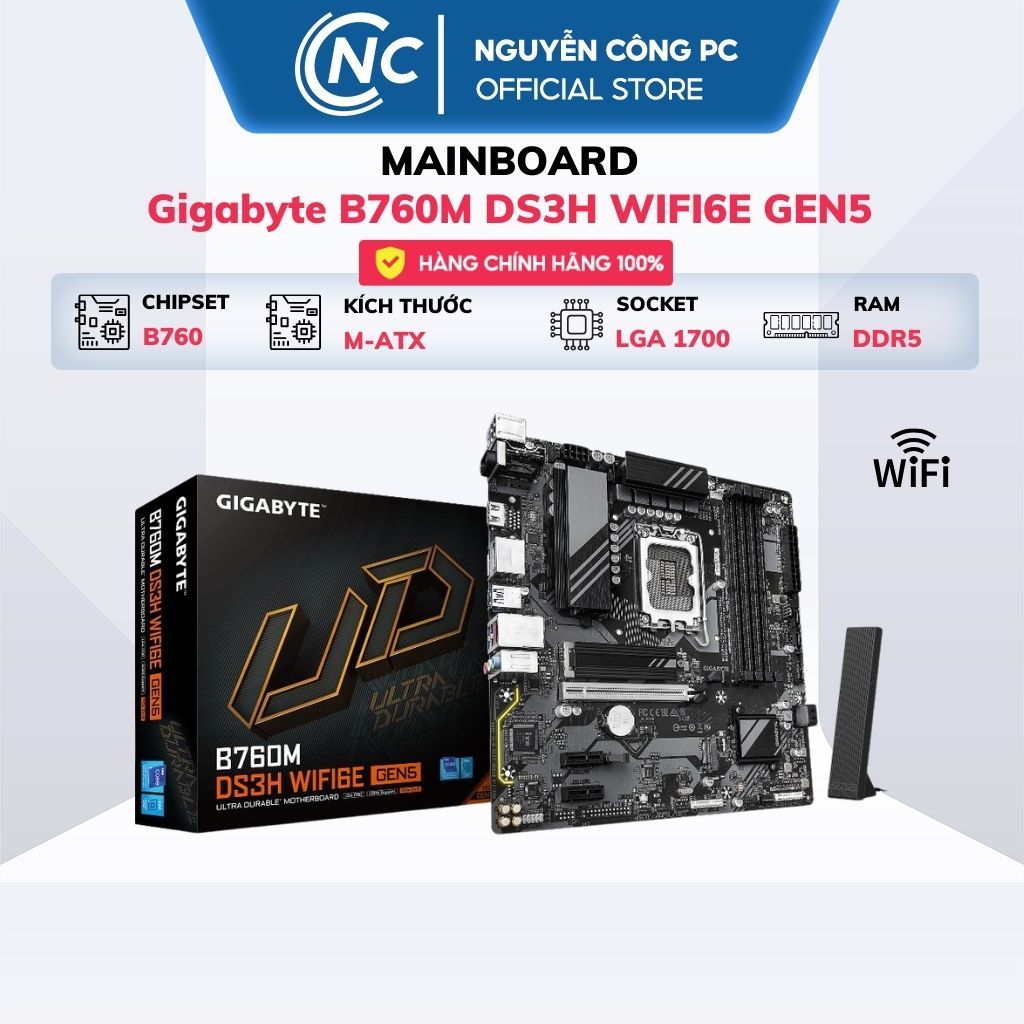 Mainboard Gigabyte B760M DS3H WIFI6E GEN5 - BH 36 tháng