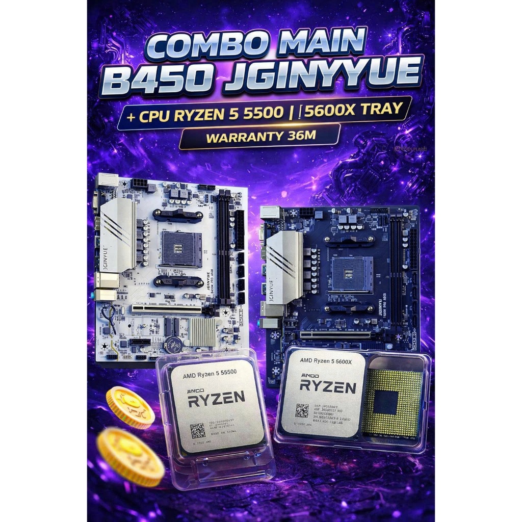 Combo AMD Main B450 + CPU Ryzen 5 5500 5600x tray bảo hành 36 tháng - giá thợ