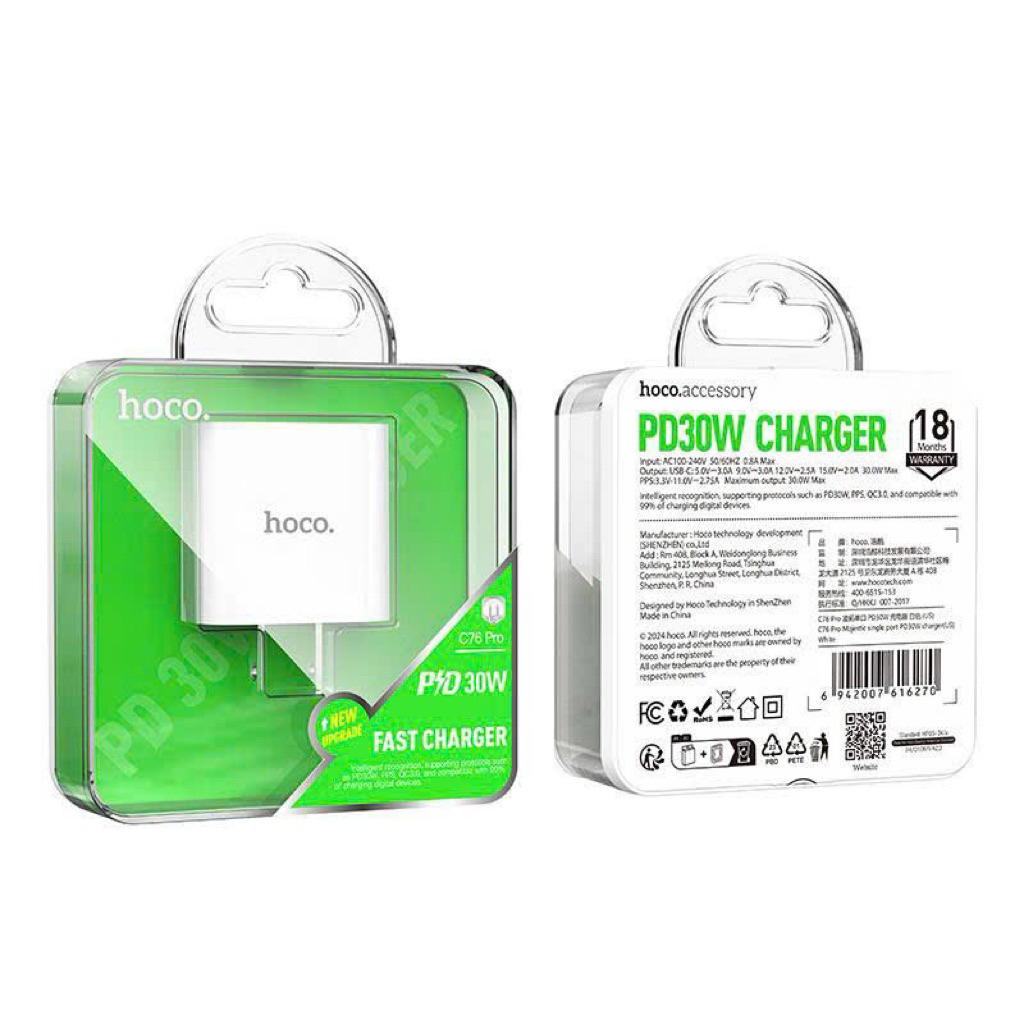 Cóc sạc nhanh 30W HOCO C76 PRO cổng type-c chính hãng