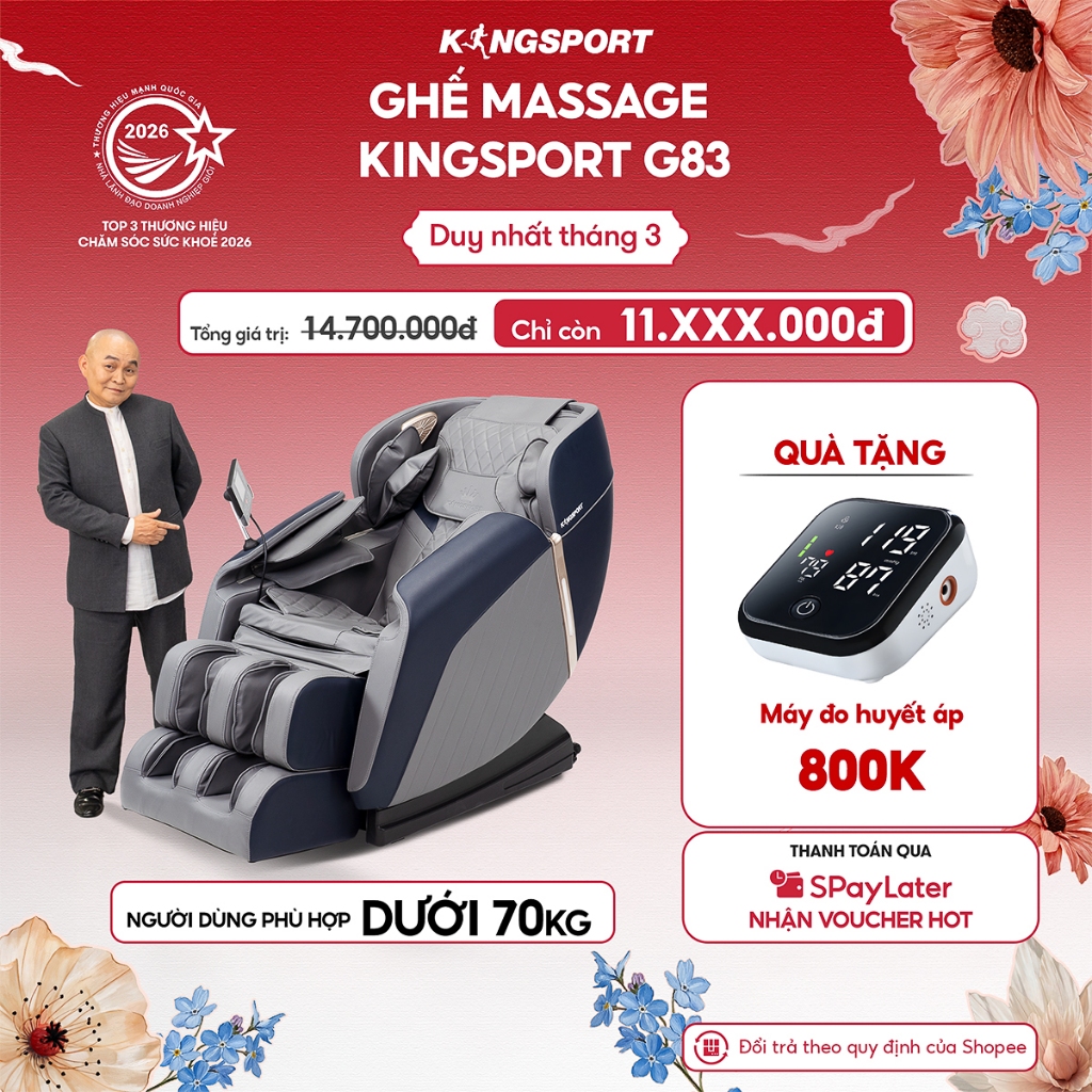 [LIVE - CHỈ GIAO MIỀN NAM] Ghế massage KINGSPORT G83 con lăn lòng bàn chân, nhiệt hồng ngoại kép