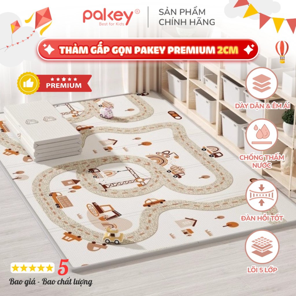 Thảm Xốp GẤP GỌN XPE Premium Dày 2CM, Thảm Cao Cấp PAKEY Họa Tiết Nhã Nhặn Phù Hợp Với Mọi Không Gia