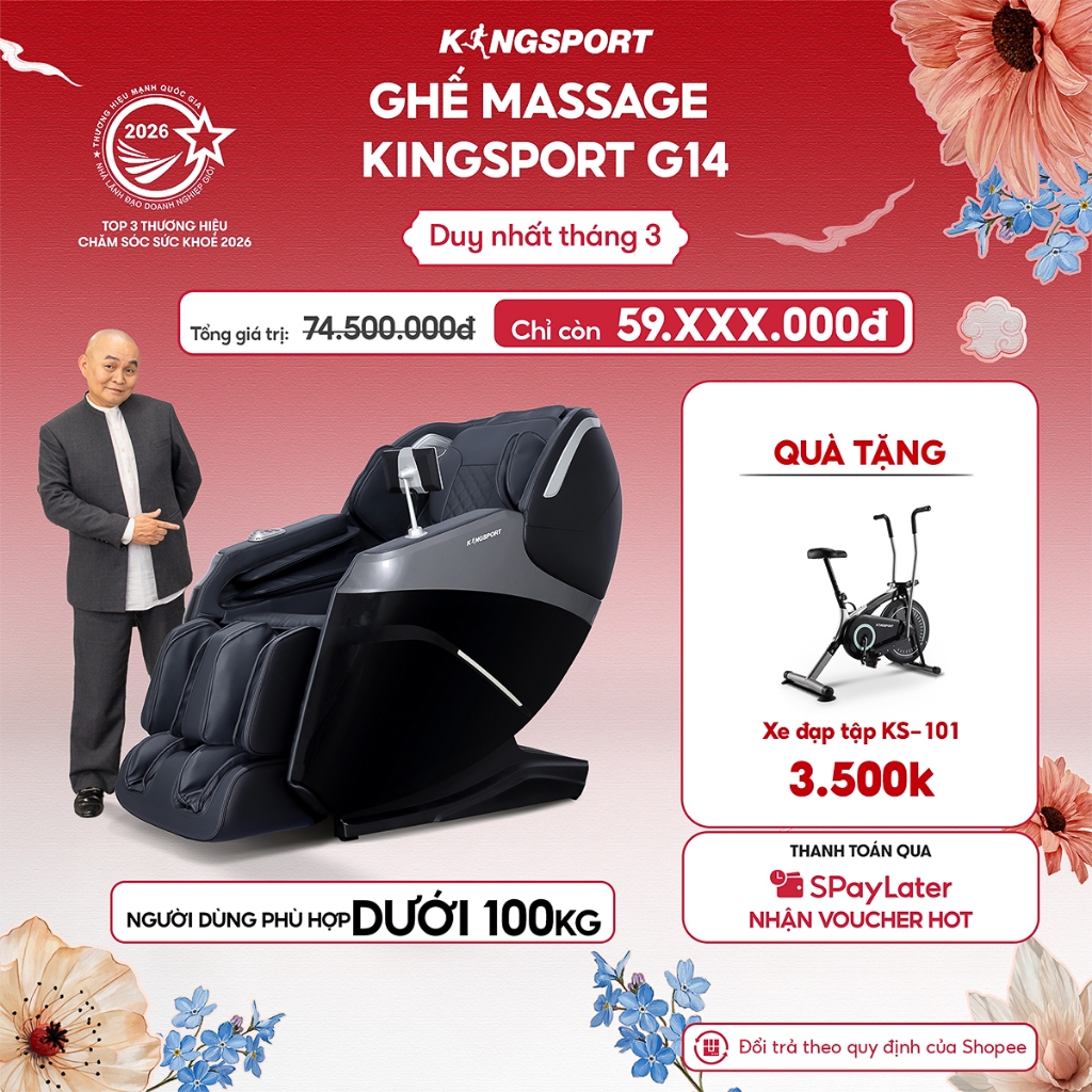 Ghế massage KINGSPORT G14 công nghệ massage Kingtech Touch Premium, 15 bài massage cao cấp