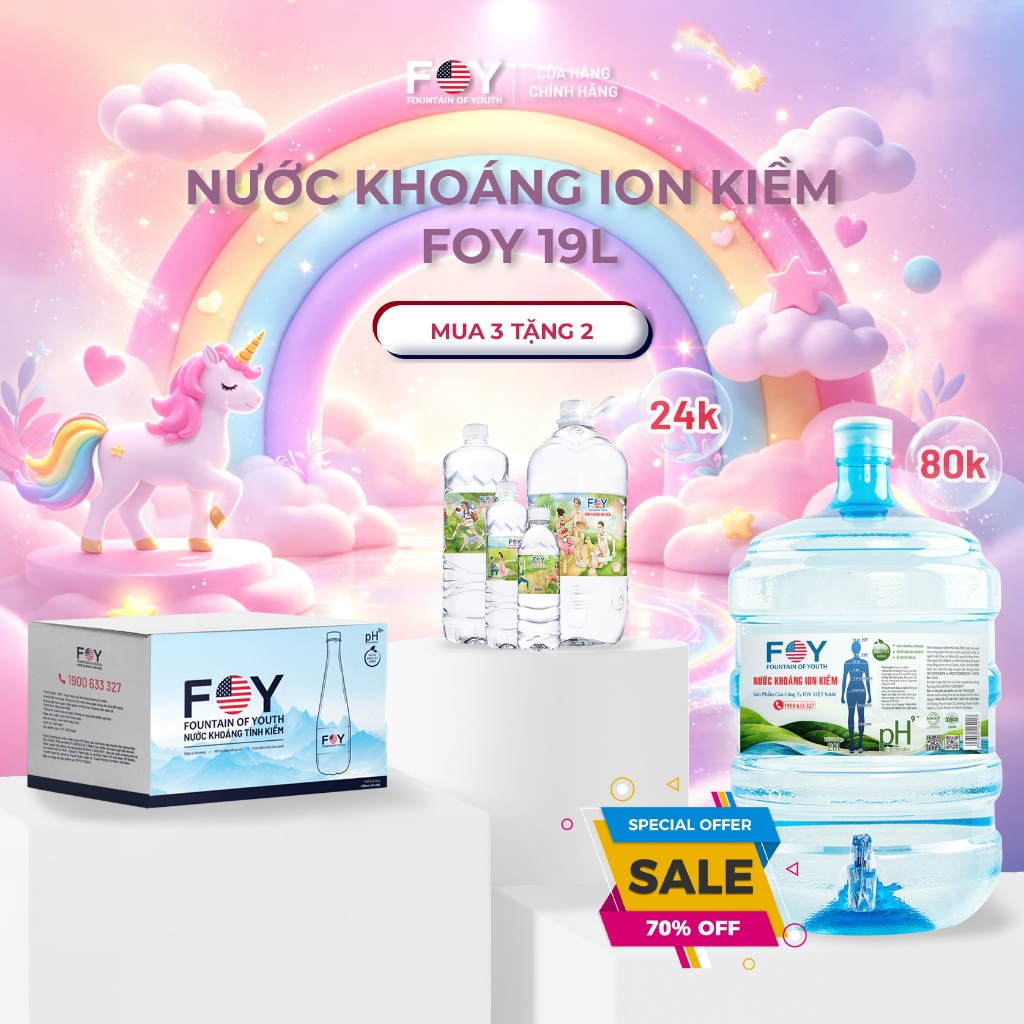 COMBO 2 Bình Nước uống tinh khiết WOW / Nước kiềm đóng bình FOY 19L - 2IN1 FOYHN
