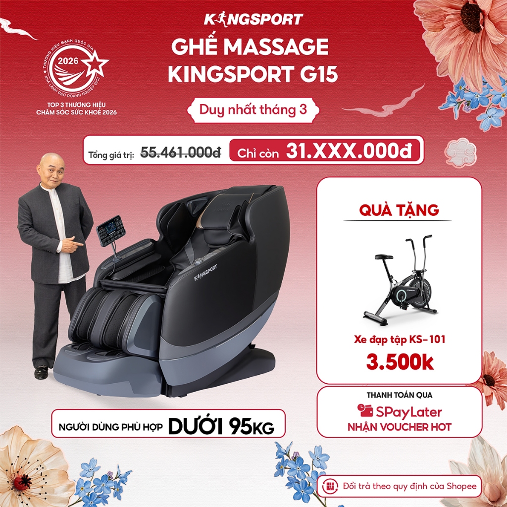 Ghế massage KINGSPORT Standard G15 NEW công nghệ Kingtech Touch Pro, massage kéo giãn toàn thân