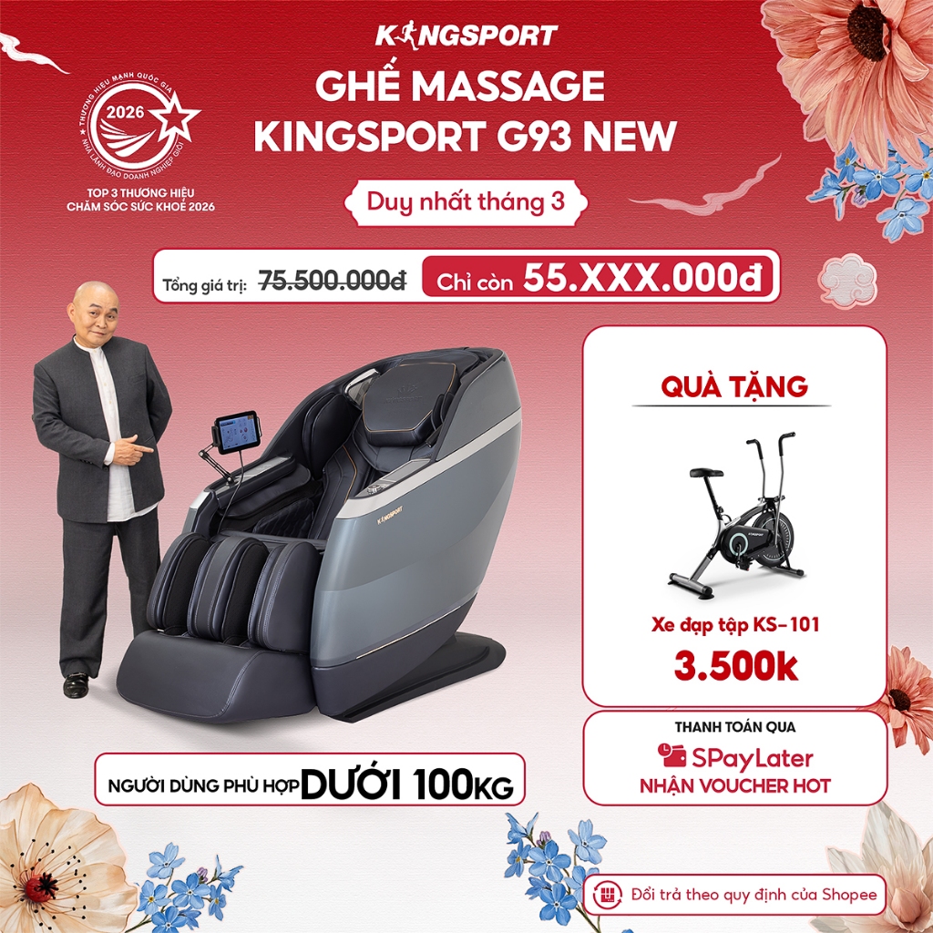 CHỈ GIAO MIỀN BẮC | Ghế massage KINGSPORT CLASSIC G93 New Hệ thống con lăn 3D, 30 bài massage tự độn