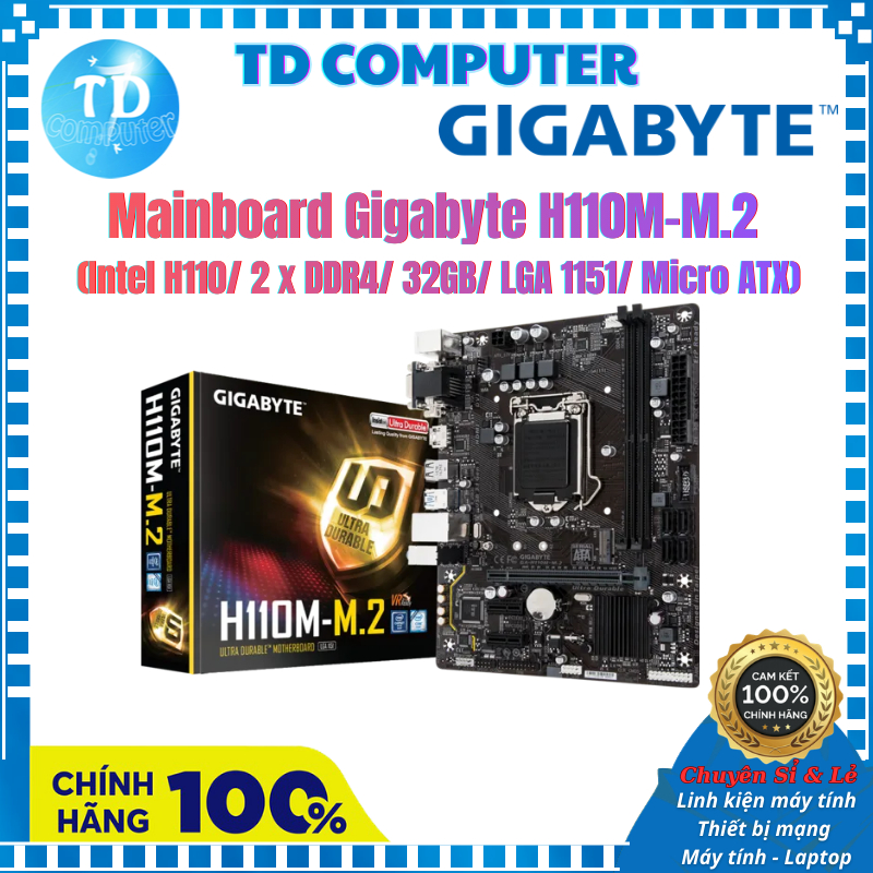 Mainboard Gigabyte H110M M.2 (Intel H110/ 2 x DDR4/ 32GB/ LGA 1151/ Micro ATX) - Hàng chính hãng Viễ