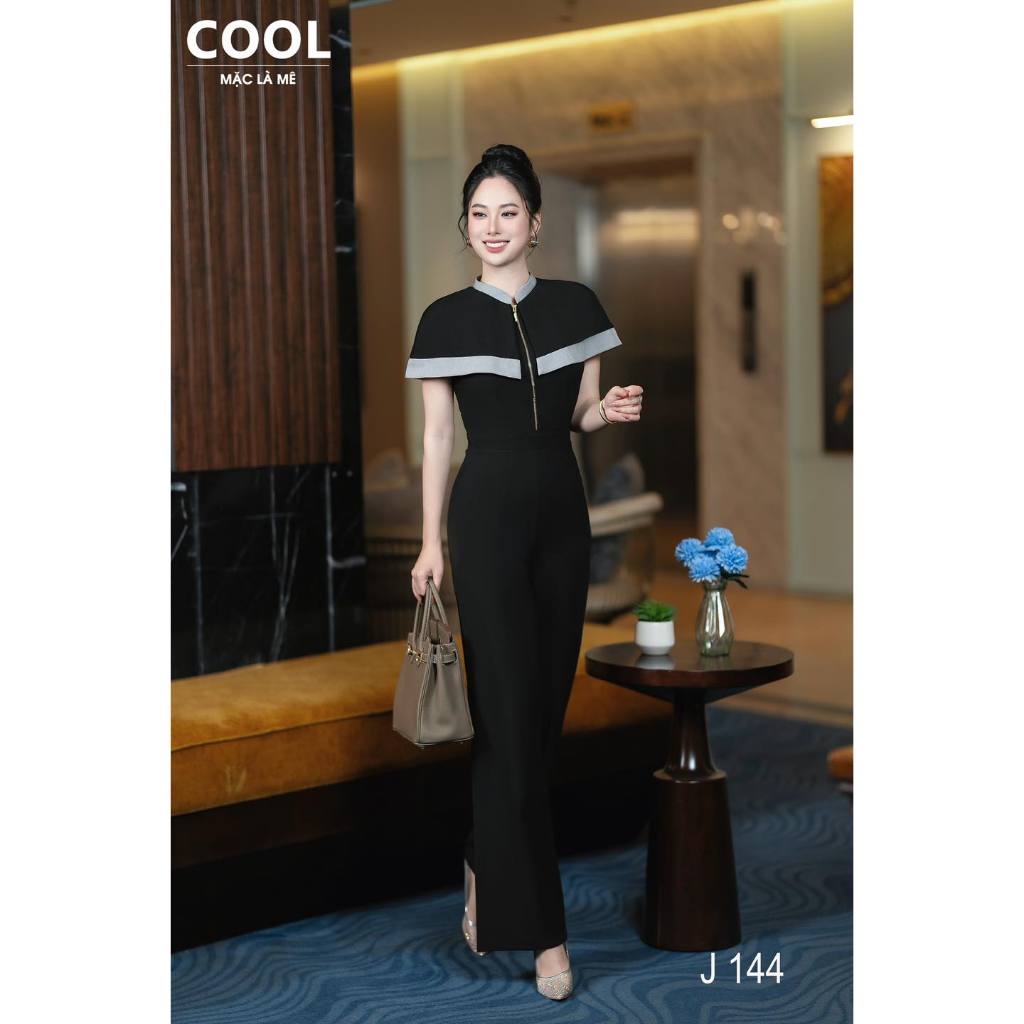 Jumpsuit Dài Thiết Kế J144, Đồ Bộ Liền Thân Vải Lạnh Hà Lan Co Giãn 4 Chiều Cao Cấp, Quần Suông Hack