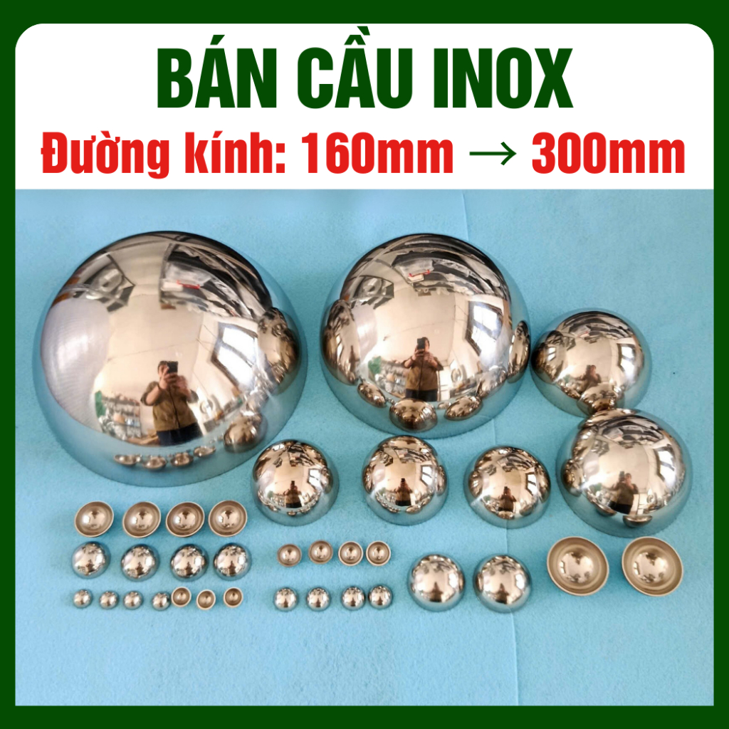 Bán cầu Inox201, hến Inox trang trí đường kính từ 160mm đến 300mm